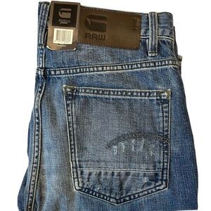 G-Star Raw Triple A Straight Blue Denim Distressed Jeans 28 x 30 NEW with Tags‎